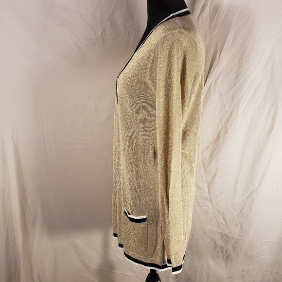 Boston Proper Gold Metallic Cardigan, Size XL - Picture 3 of 6